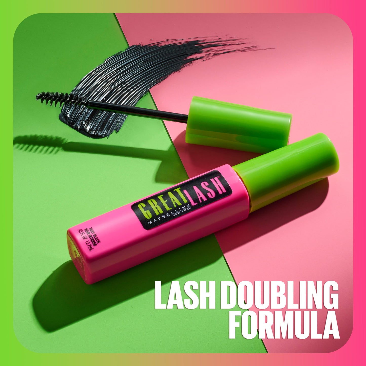 Maybelline Great Lash Washable Mascara Makeup, Volumizing Lash-Doubling Formula That Conditions As It Thickens, Brownish Black, 1 Count
