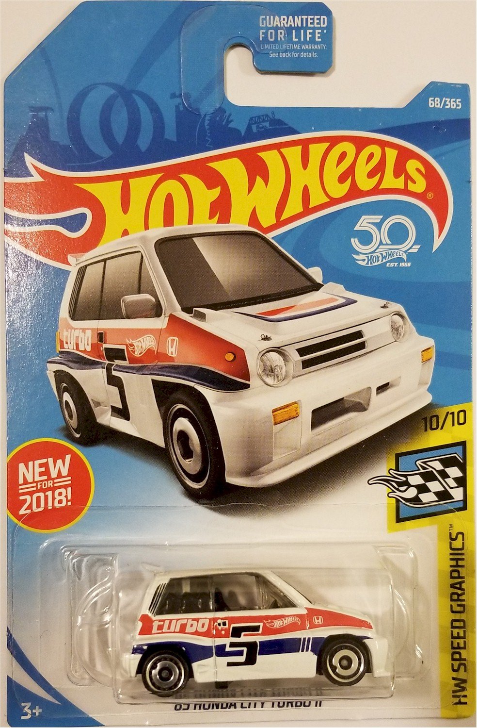 Hot Wheels 2018 50th Anniversary HW Speed Graphics Honda City Turbo II 68/365, White
