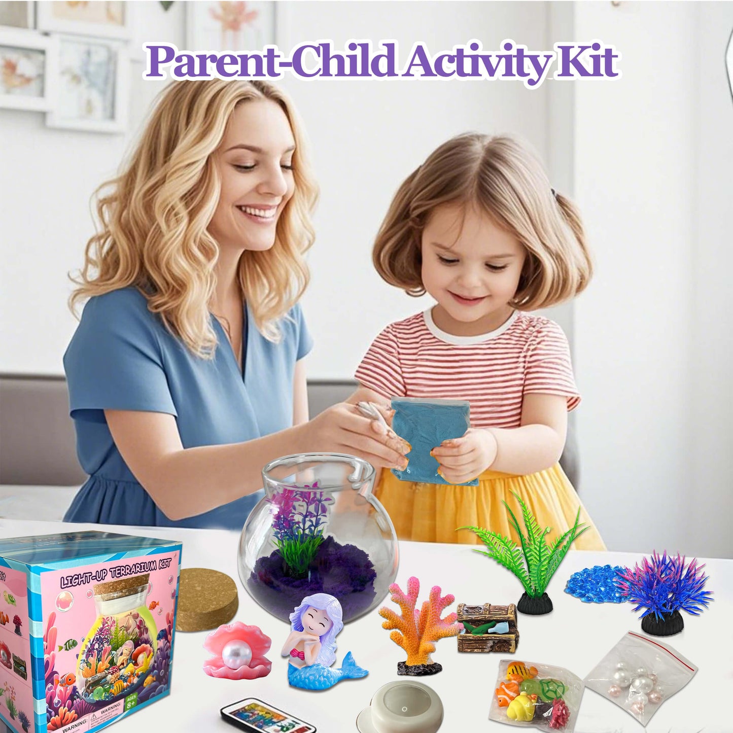 Mermaid Terrarium Kit for Kids - Toys Crafts for Girls Ages 5 6 7 8-12 Year Old Birthday (Batteries Not Included)