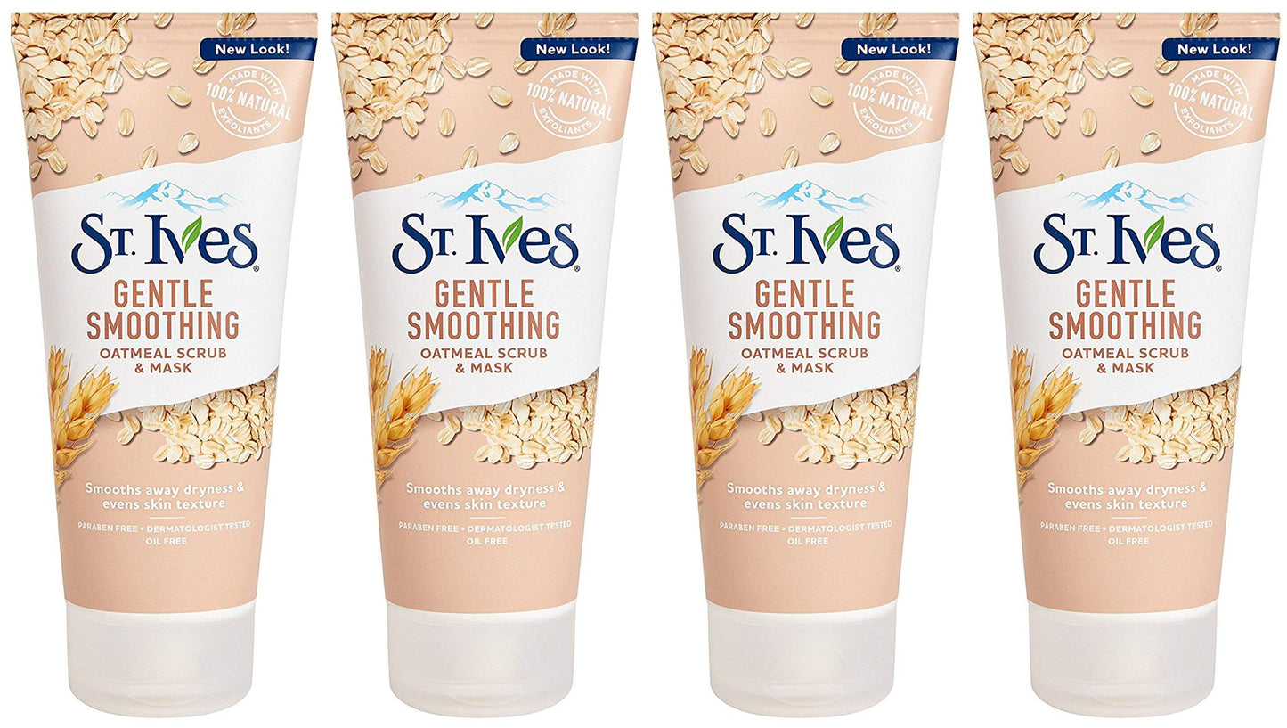 St. Ives Smooth & Nourished Scrub & Mask, Oatmeal 6 oz (Pack of 4)