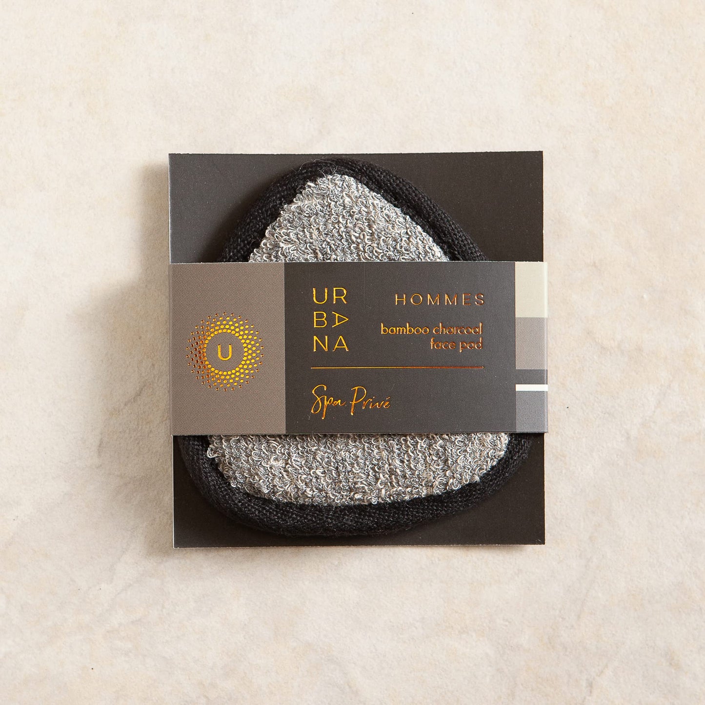Urbana Spa Prive Men's Bamboo Charcoal Collection, Face Pad,Grey,6338