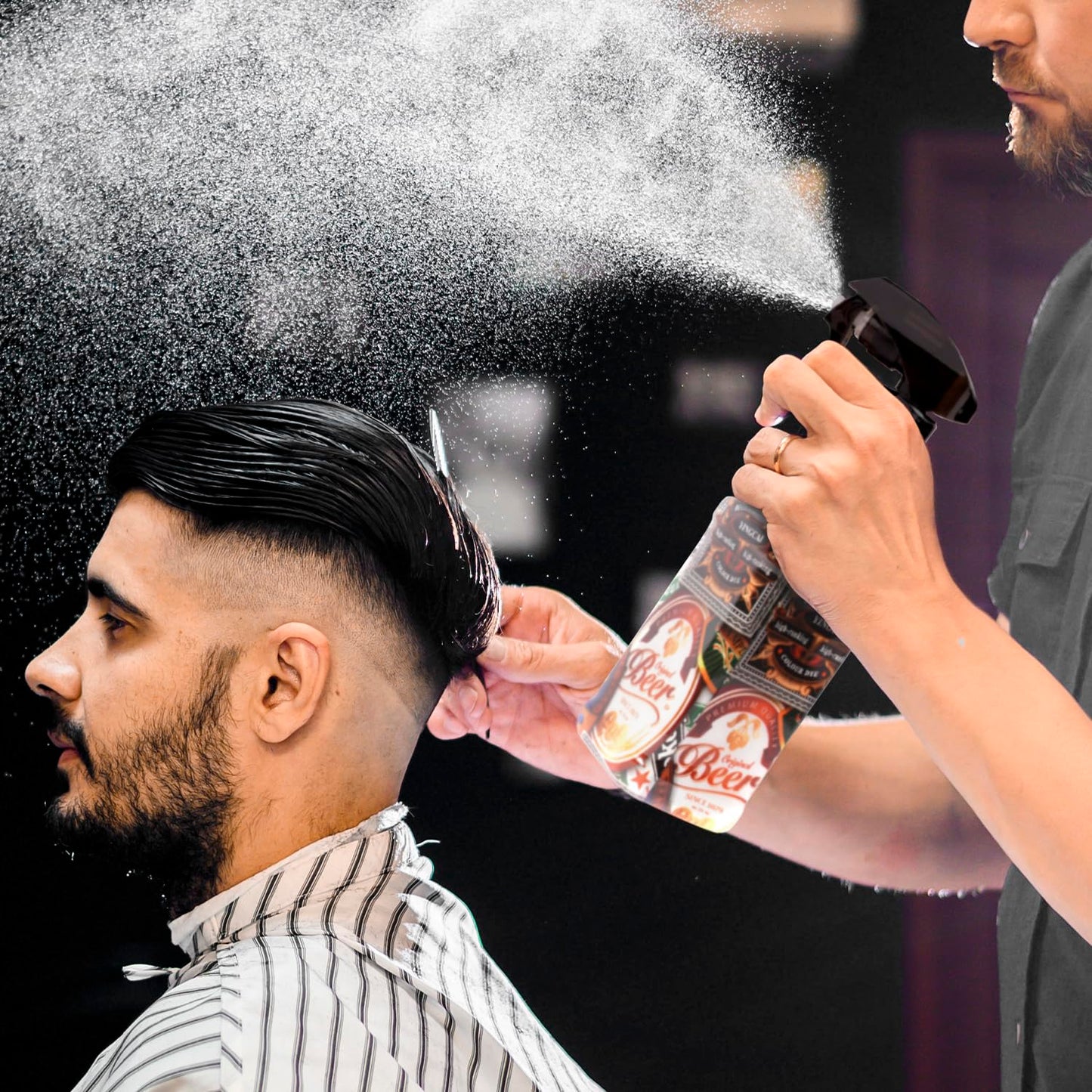STUDIO LIMITED Barber Spray Bottle Barber Stylist Fine Mist Sprayer Refillable Hair Spray Bottles Mist (Beer 500ml/16.9oz)