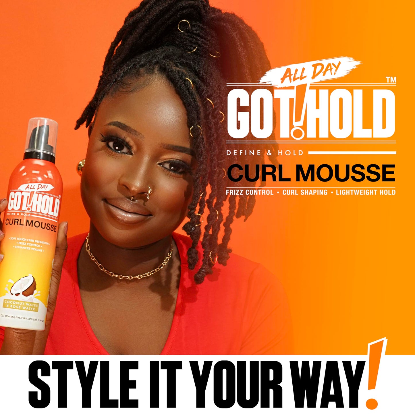 ALL DAY GOT HOLD Hait styling Curl Mousse 2.7fl.oz/80ml