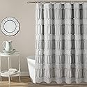 Lush Decor Nova Ruffle Shower Curtain, 72" x 72", Gray