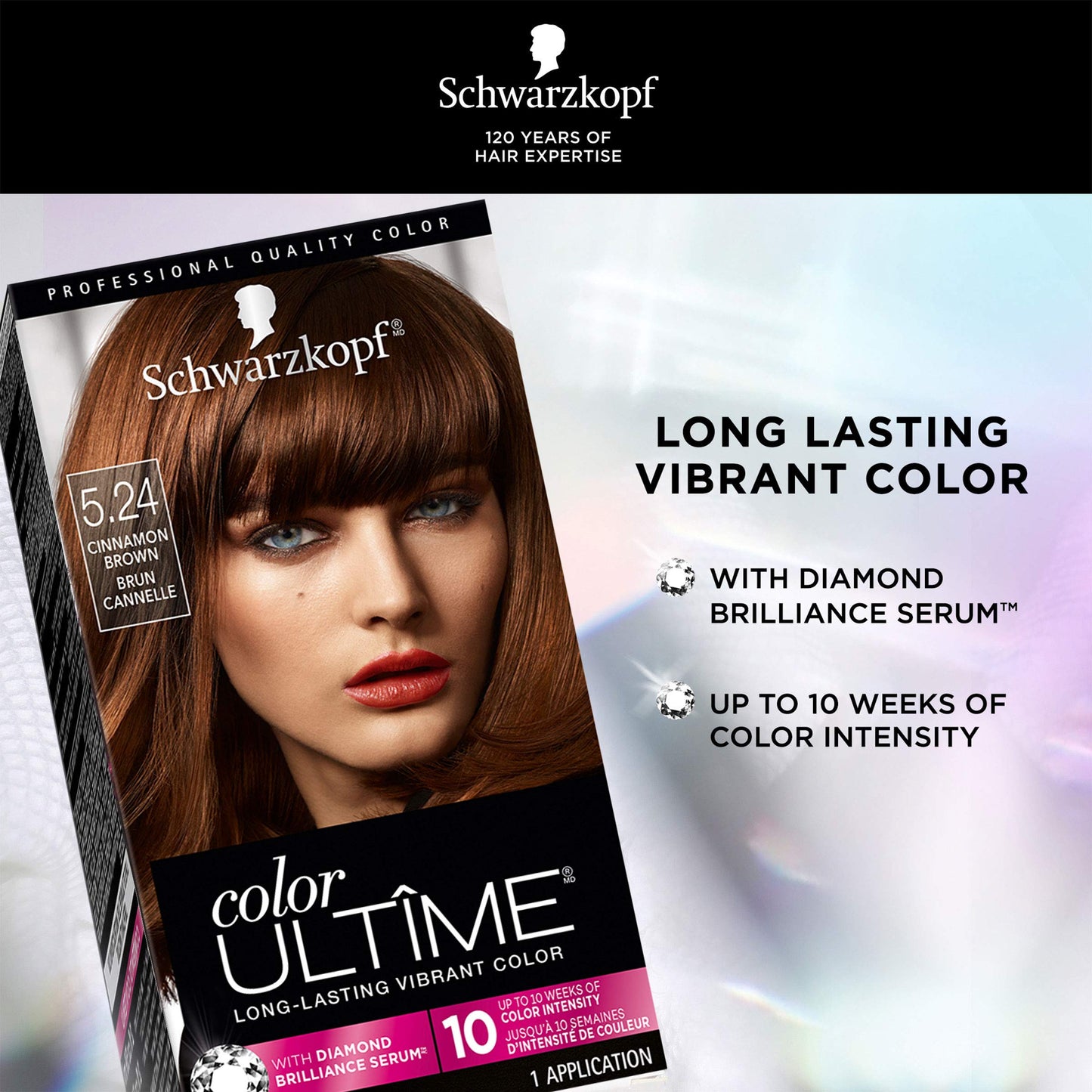 Schwarzkopf Color Ultime Permanent Hair Color Cream, 5.24 Cinnamon Brown