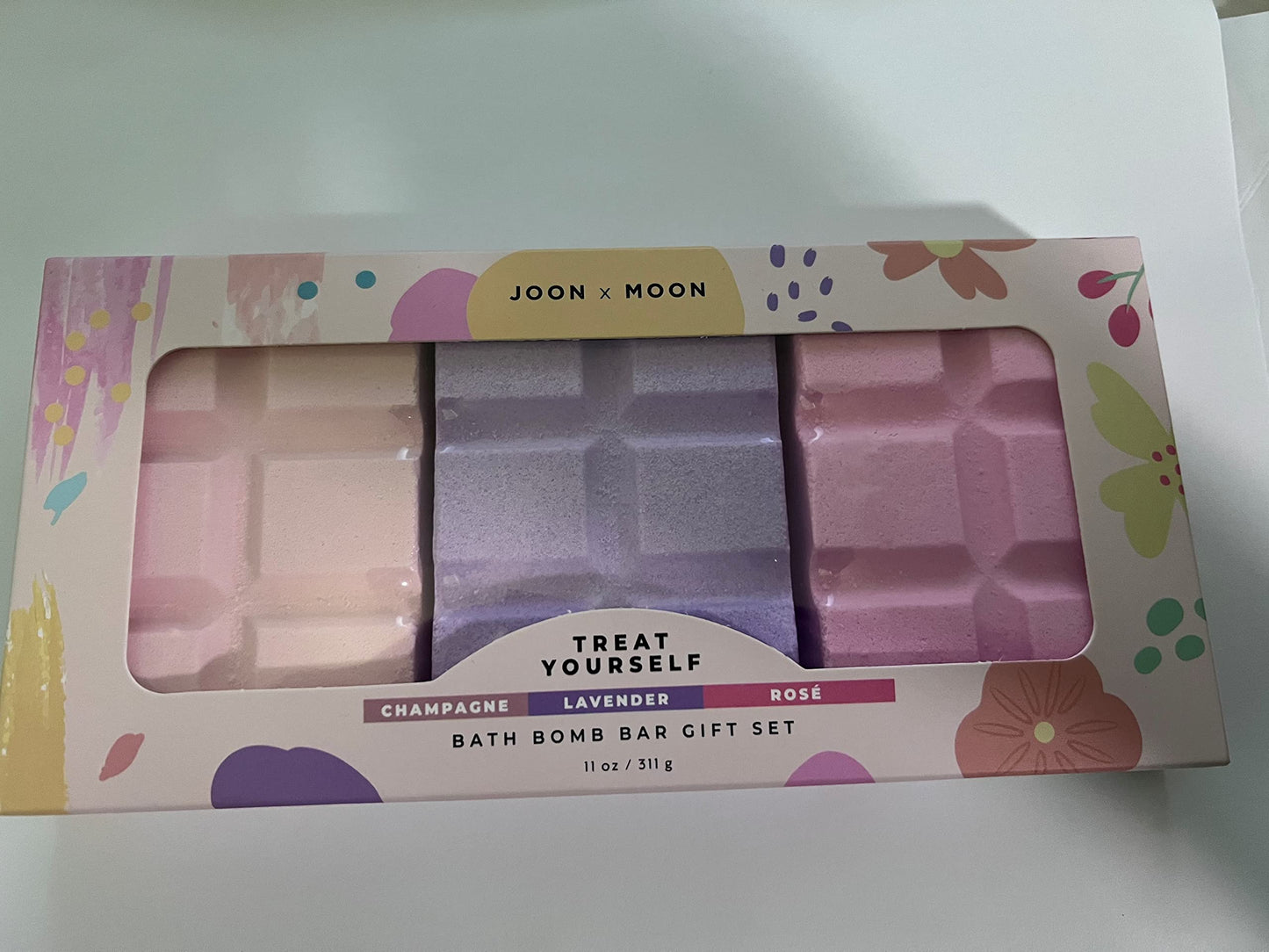 Joon X Moon Bath Bomb Gift Set, Lavender-Champagne-Rose 11 oz, Soothing Bath Soak for Relaxation and Hydrated Skin