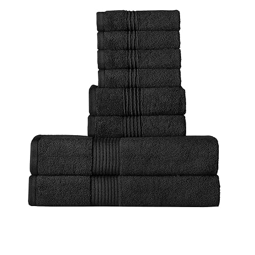 Bath Towels 8 Piece Towel Set - 100% Combed Cotton - Bath + Hand + Washcloths - Oeko-TEX Certified Soft & Absorbent Towels with Durable…