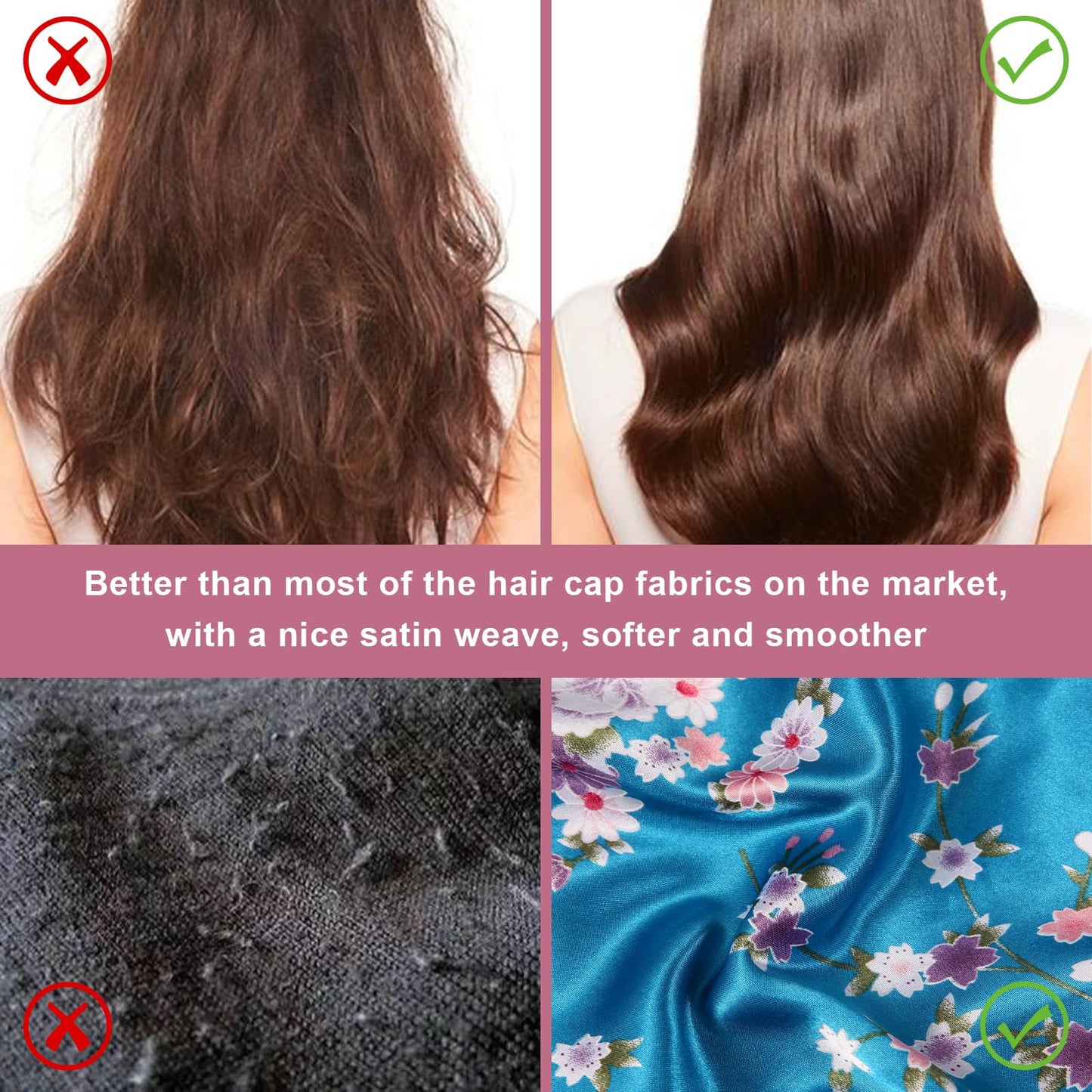 8Pcs Satin Bonnet Silk Bonnet, Hair Bonnet for Sleeping Beauty and Personal Care LEADUWAY