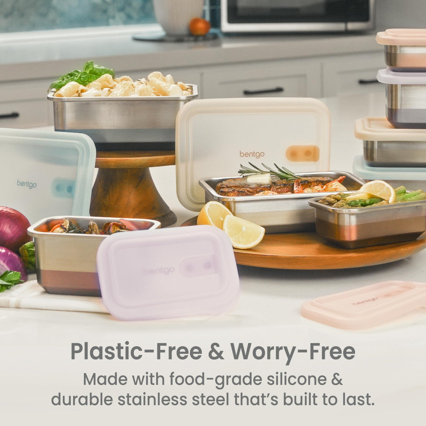Bentgo MicroSteel Heat & Eat Container - Microwave-Safe, Leak-Proof, Easy-to-Clean, Lightweight Stainless Steel Reusable Food Storage with Airtight…