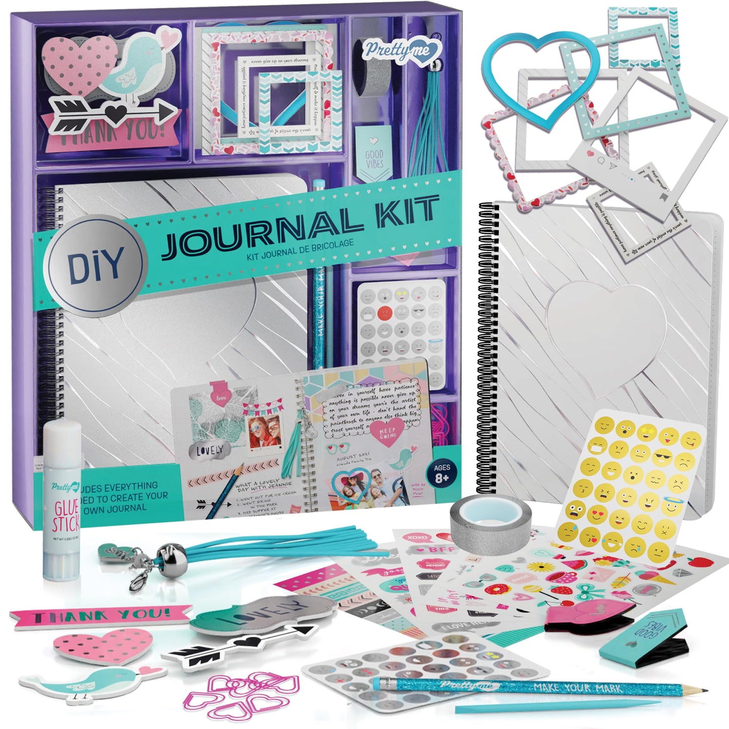 Pretty Me DIY Journal Kit for Girls – Scrapbook & Diary Art Set, Fun Crafts Gift for Tweens Ages 8–14, Birthday or Holiday Present