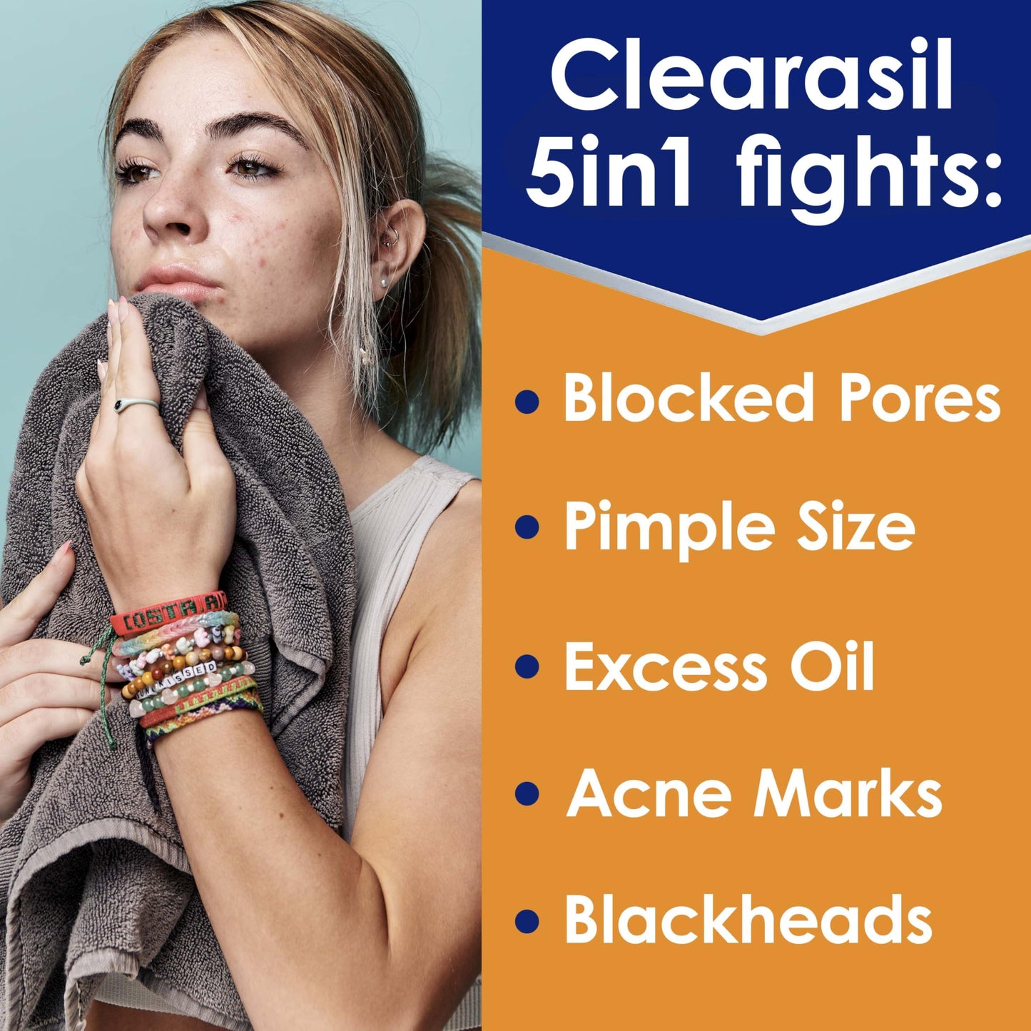 Clearasil Stubborn Acne Control 5in1 Exfoliating Wash, Maximum Strenght with 2% Salicylic Acid Acne Treatment Medicine, Daily Acne Facial Cleanser