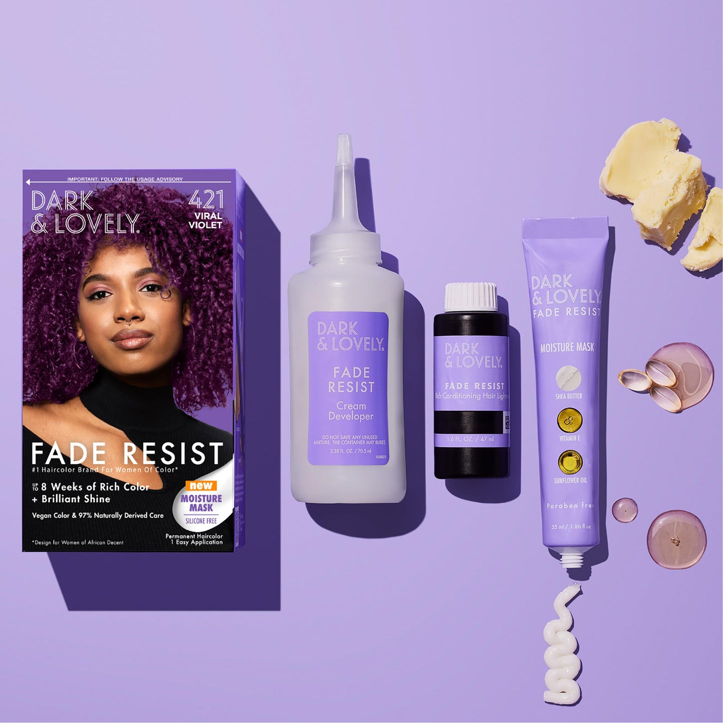 Softsheen-Carson Dark and Lovely Hair Dye, Fade Resist Hair Color with Conditioning Mask, Virtual Violet, 1 Kit
