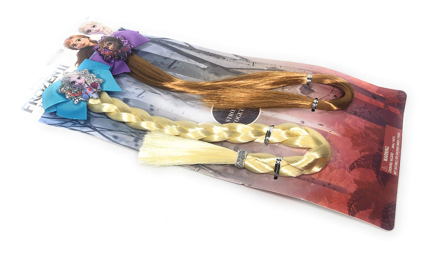 Disney Frozen II Girls Elsa & Anna Faux Hair Clip Set (2-Pack)