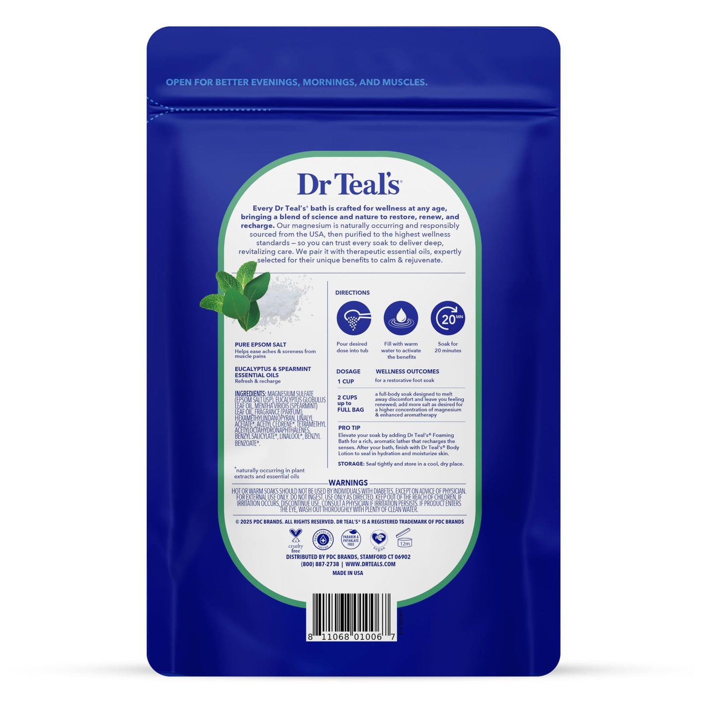 Dr Teal's Epsom Salt Magnesium Soak, Relax & Relief with Eucalyptus & Spearmint Essential Oils, 3 lbs Beauty and Personal Care Dr Teal's