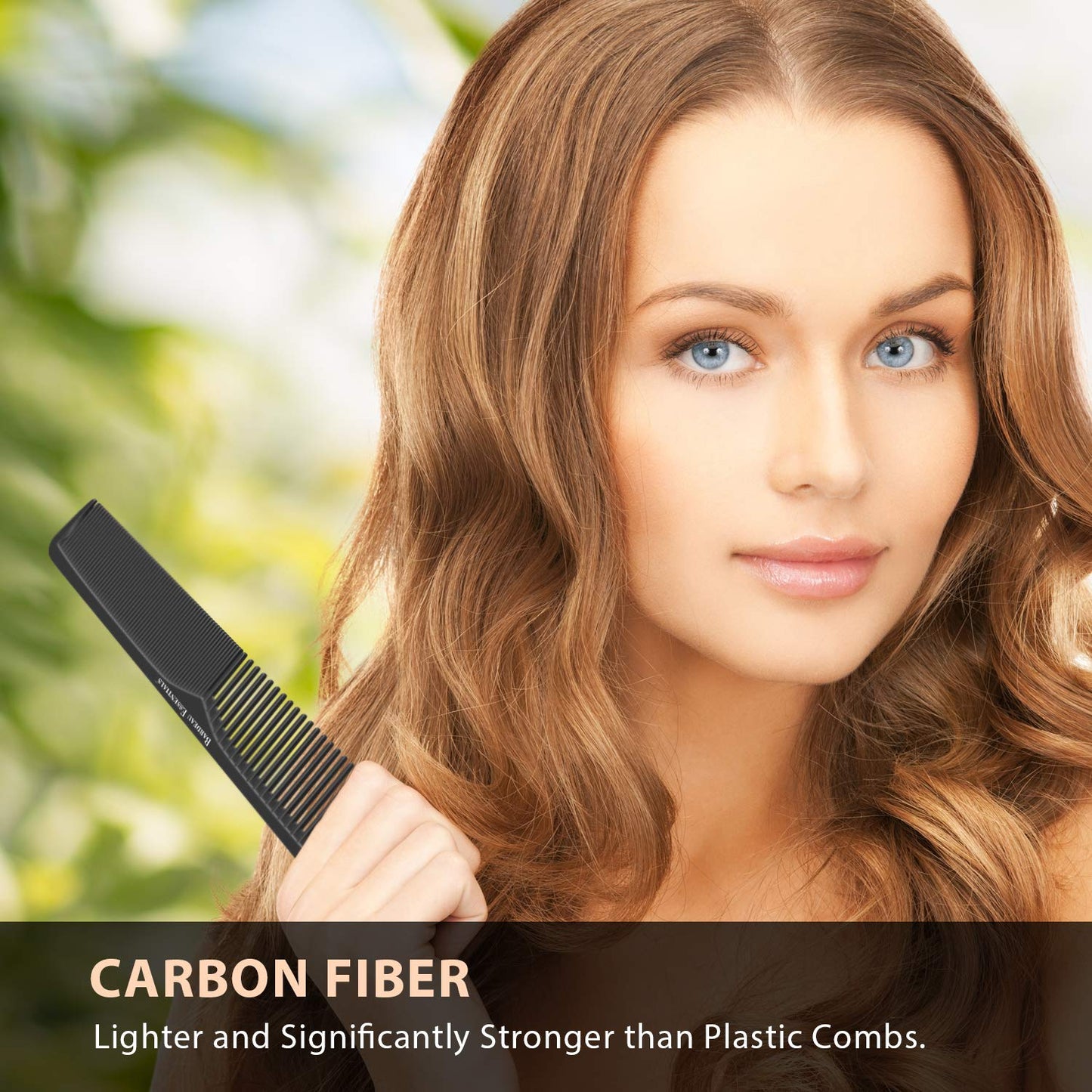 Styling Comb (2 Pack) | Professional 7 Inch Black Carbon Fiber Anti Static Chemical And Heat Resistant Comb For All Hair Types | Fine and Wide Tooth | Beauty and Personal Care Bardeau Essentials