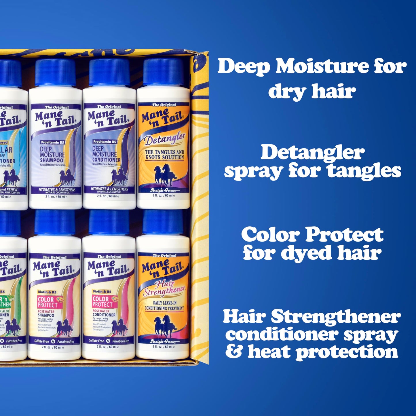 Mane 'n Tail Brand Sampler Trial Size Shampoos Conditioners and Detanglers to Cleanse Strengthen and add Moisture to Hair 15 Piece Set