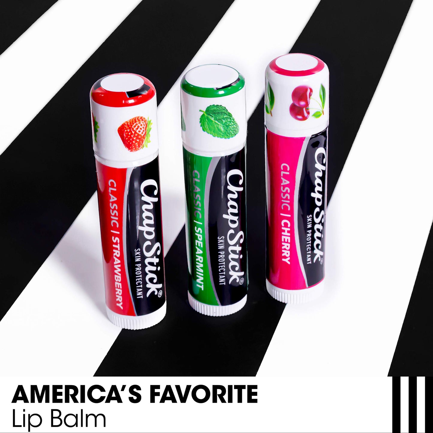 ChapStick Classic Spearmint, Cherry and Strawberry Lip Balm Tubes Variety Pack - 3 x 0.15 Oz (Pack of 12)
