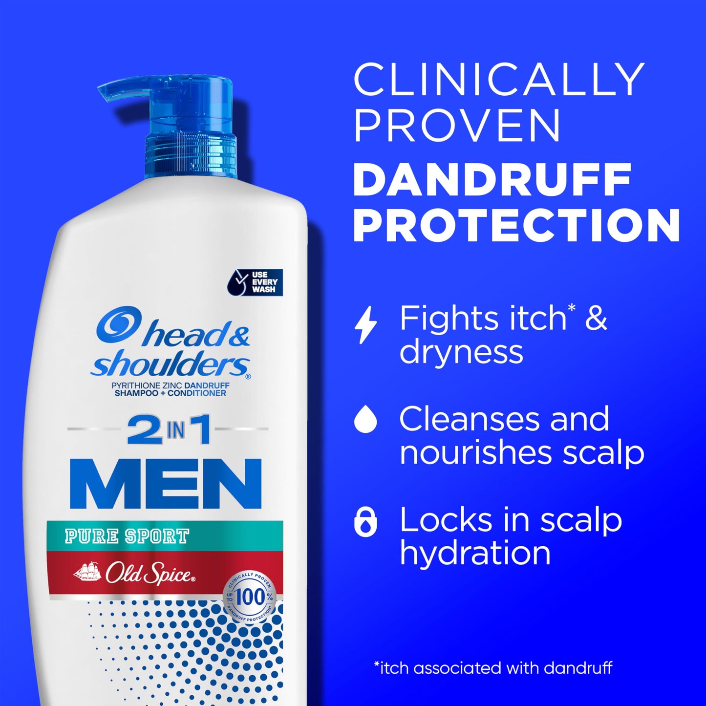 Head & Shoulders Mens 2-in-1 Shampoo and Conditioner | Old Spice Pure Sport | Anti-Dandruff Shampoo Value Pack for Men with 1% Pyrithione Zinc, Fights Beauty and Personal Care Head & Shoulders