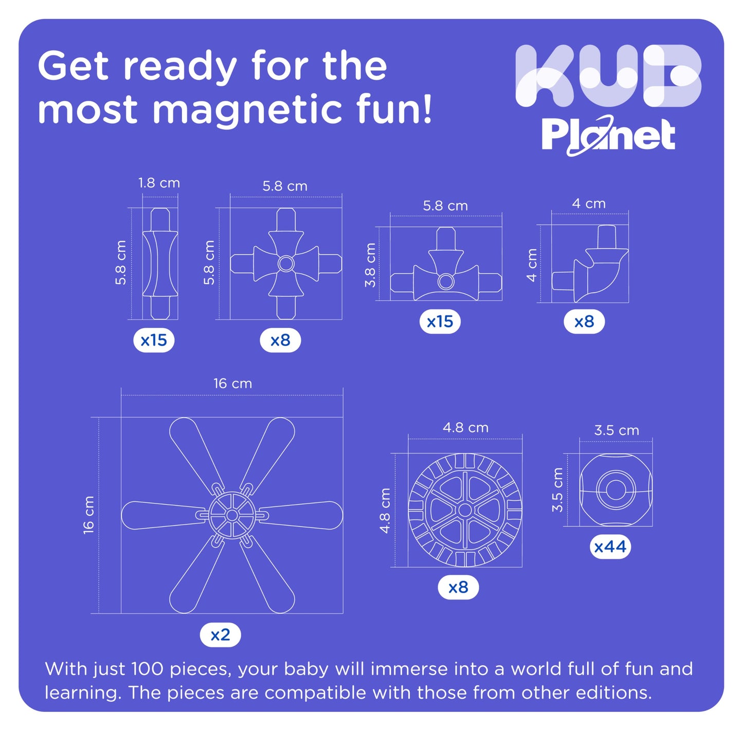 KUB Planet - Magnetic Building Set for Kids, STEM Educational Toys for 3+ Year Old Boys and Girls, Space Planet Blocks