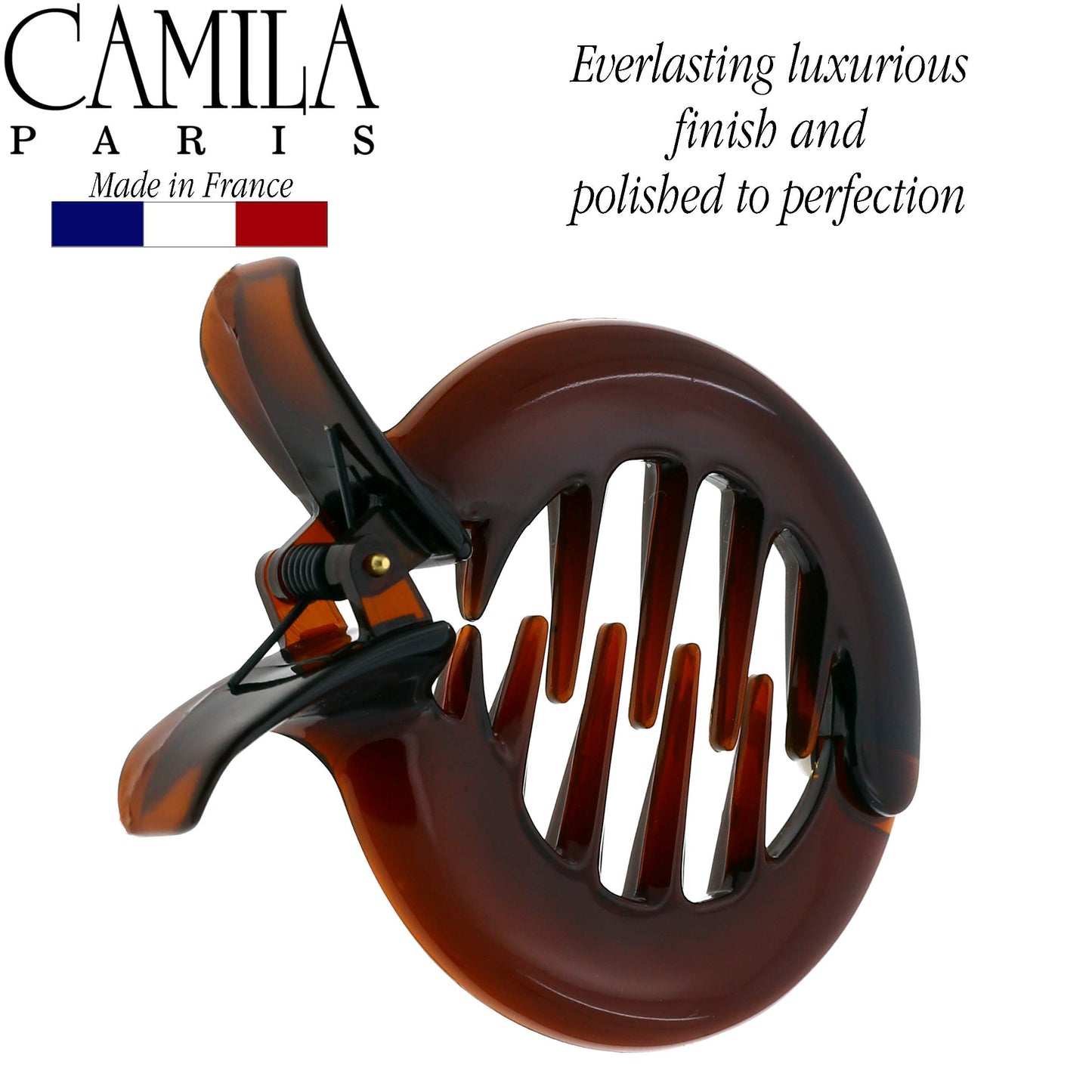 Camila Paris CP1362 French Hair Clip for Women, Girls Round Fish Hair Claw Clips Ponytail Holder Fashion Durable and Styling Hair Accessories