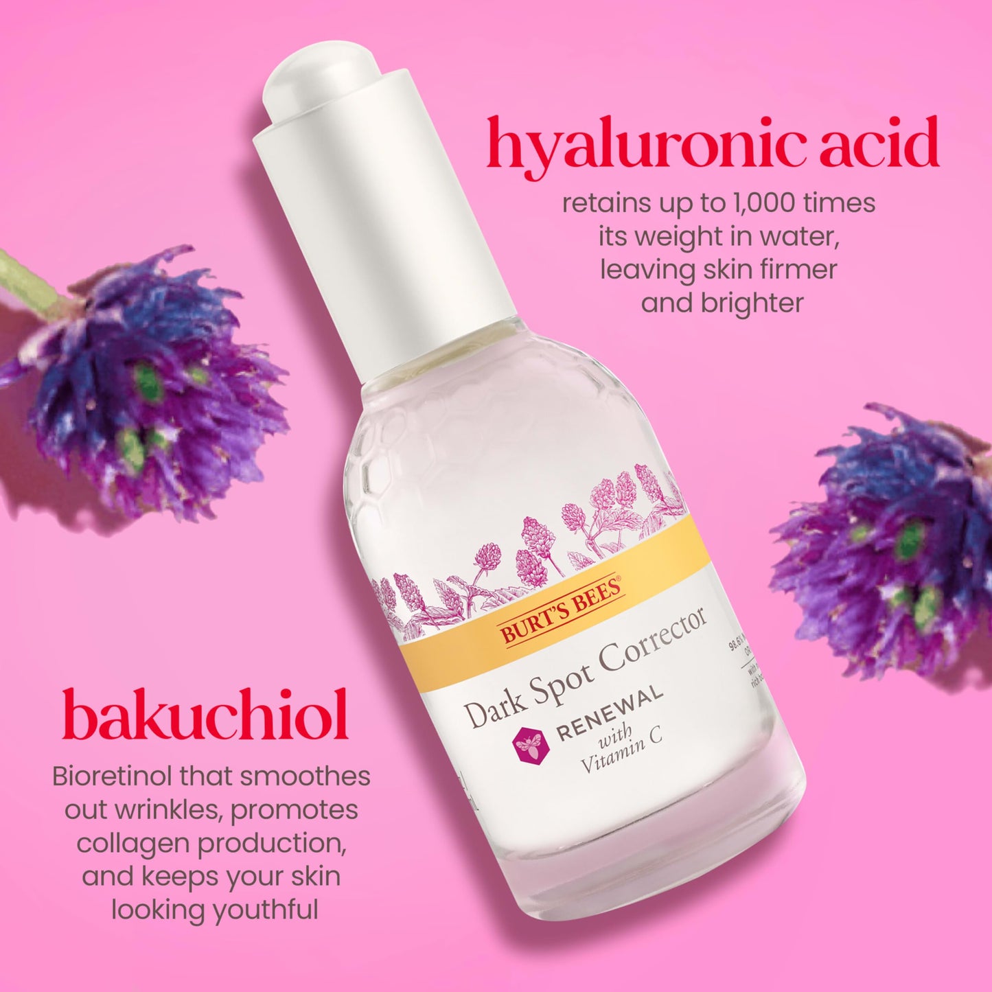 Burt's Bees Renewal Dark Spot Corrector With Natural Retinol Alternative and Vitamin C, Reduces Appearance of Dark Spots and Uneven Skin Tone, 98.6