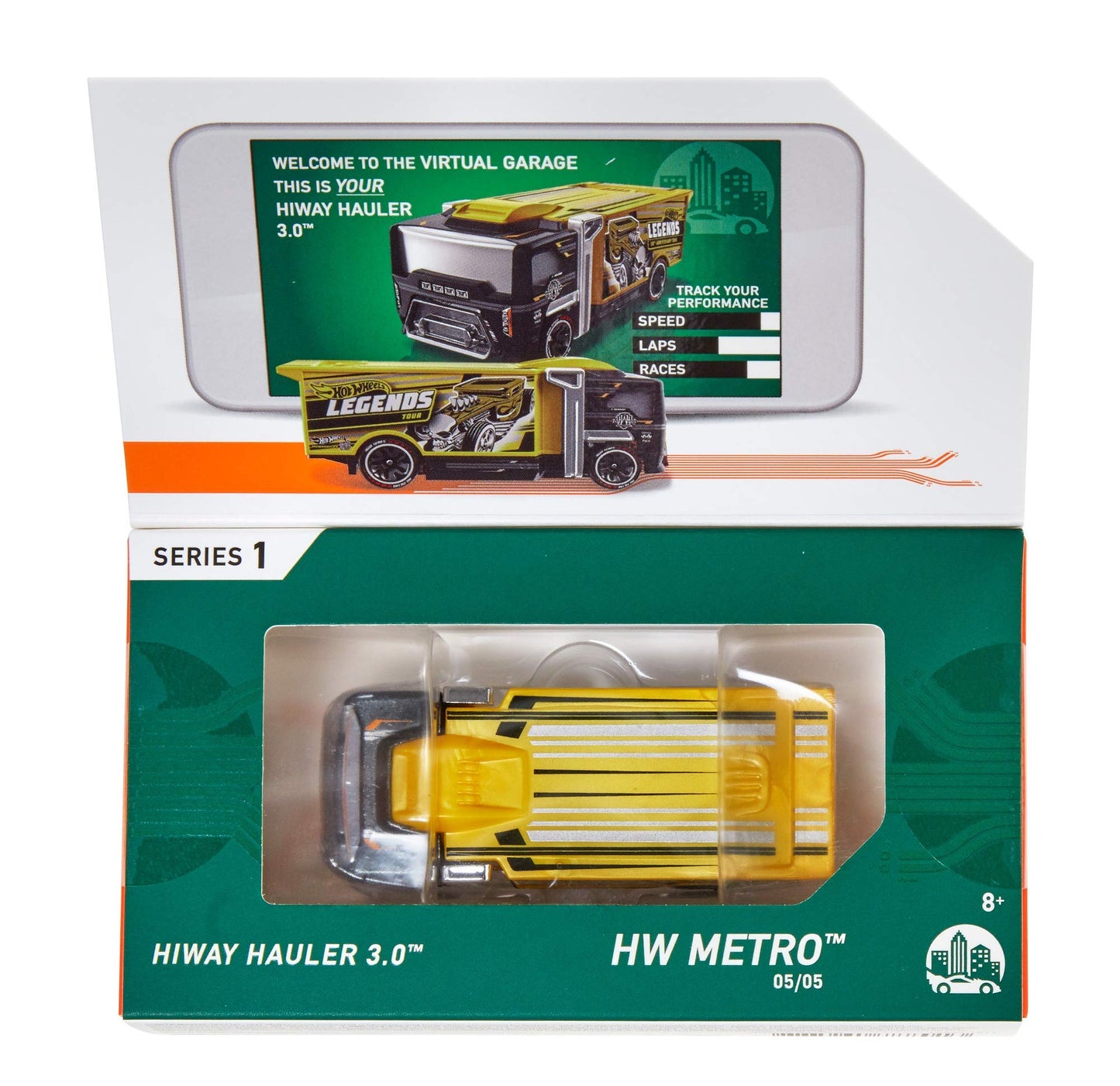 Hot Wheels id Vehicle HiWay Hauler 3.0 with Embedded NFC Chip, Uniquely Identifiable, 1:64 Scale, for Kids Ages 8 Years and Older