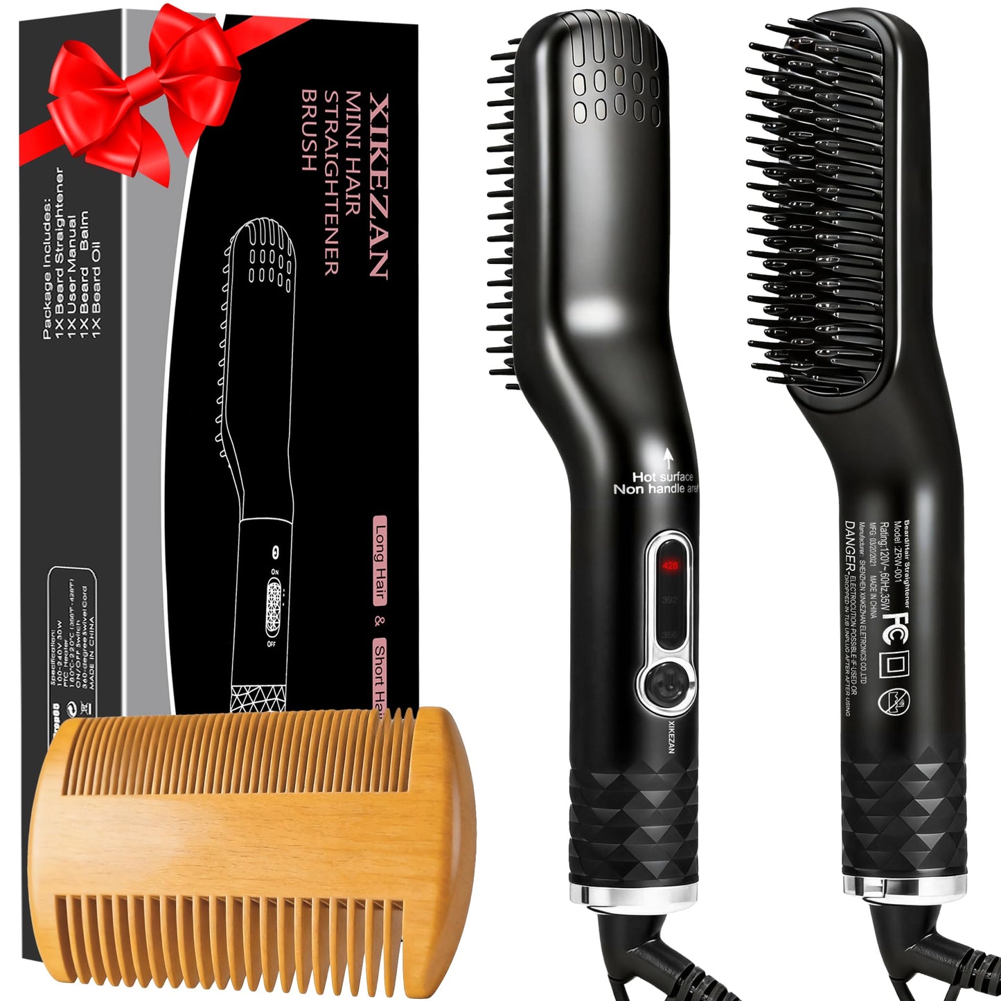 Beard Straightener for Men,Premium Heated Beard Brush Kit w/Dual Voltage Travel-Friendly,Auto Shut-Off,Anti-Scald Feature,Dual Action Hair Comb Beauty and Personal Care XIKEZAN Default Title