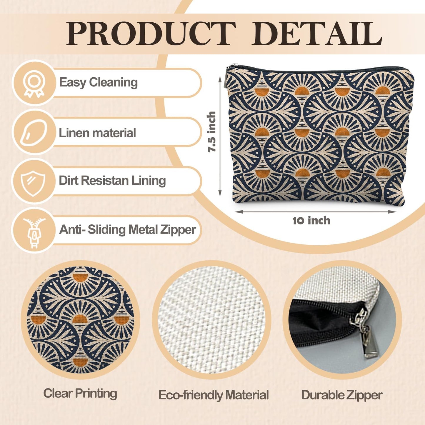 RYYCDOI Boho Makeup Bag Gifts for Women, Sunset Leaf Aesthetic Makeup Pouch Beauty and Personal Care RYYCDOI