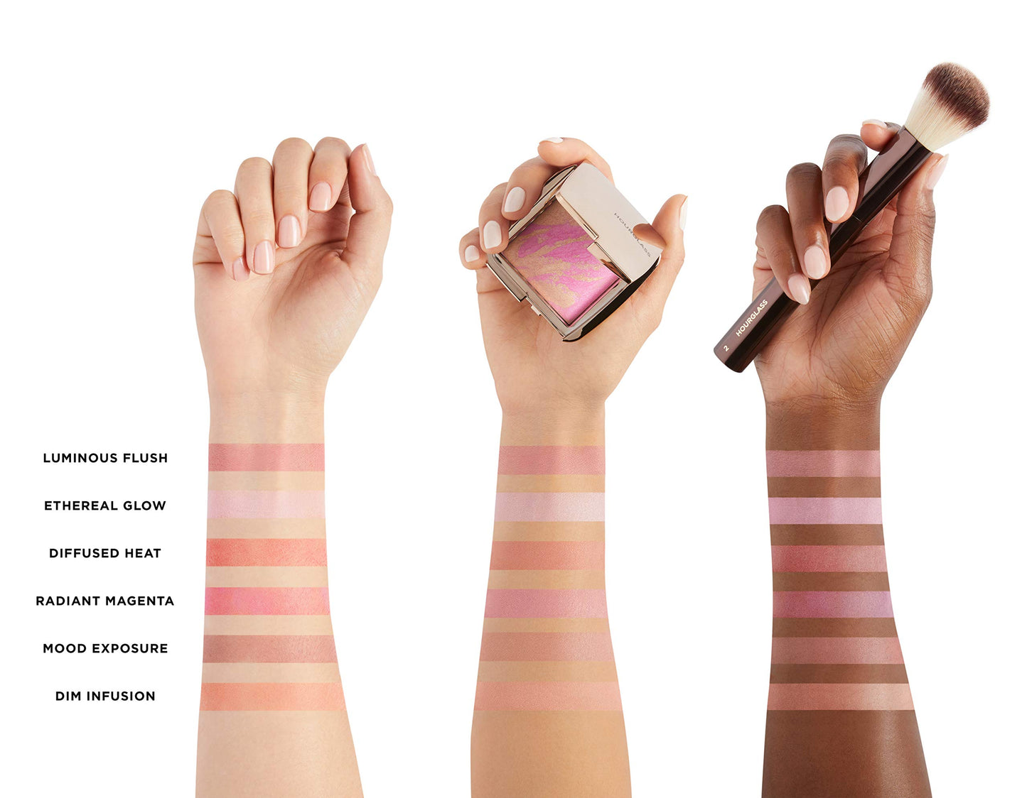 Hourglass Ambient Lighting Blush in Mood Exposure. Vibrant Powder Highlighting Blush. Vegan and Cruelty-Free.