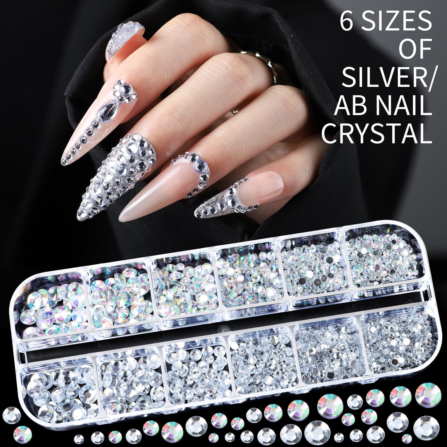 Teenitor Nail Charms Nail Gems with 15 Sheets Gold Nail Stickers, 6 Boxes of Rhinestones for Nails Art Tools, 3D Nail Decals Pearls for Nails Beauty and Personal Care Teenitor
