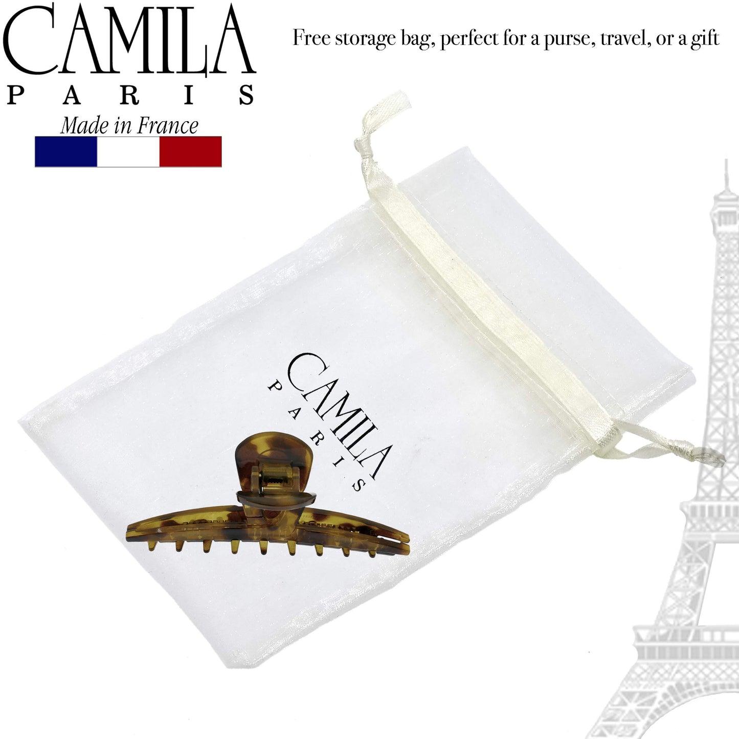 Camila Paris CP2382 French Hair Clip for Women, Narrow, Strong Hold Grip Double Teeth Girls Hair Claw Clips Jaw, Fashion Durable Styling Hair
