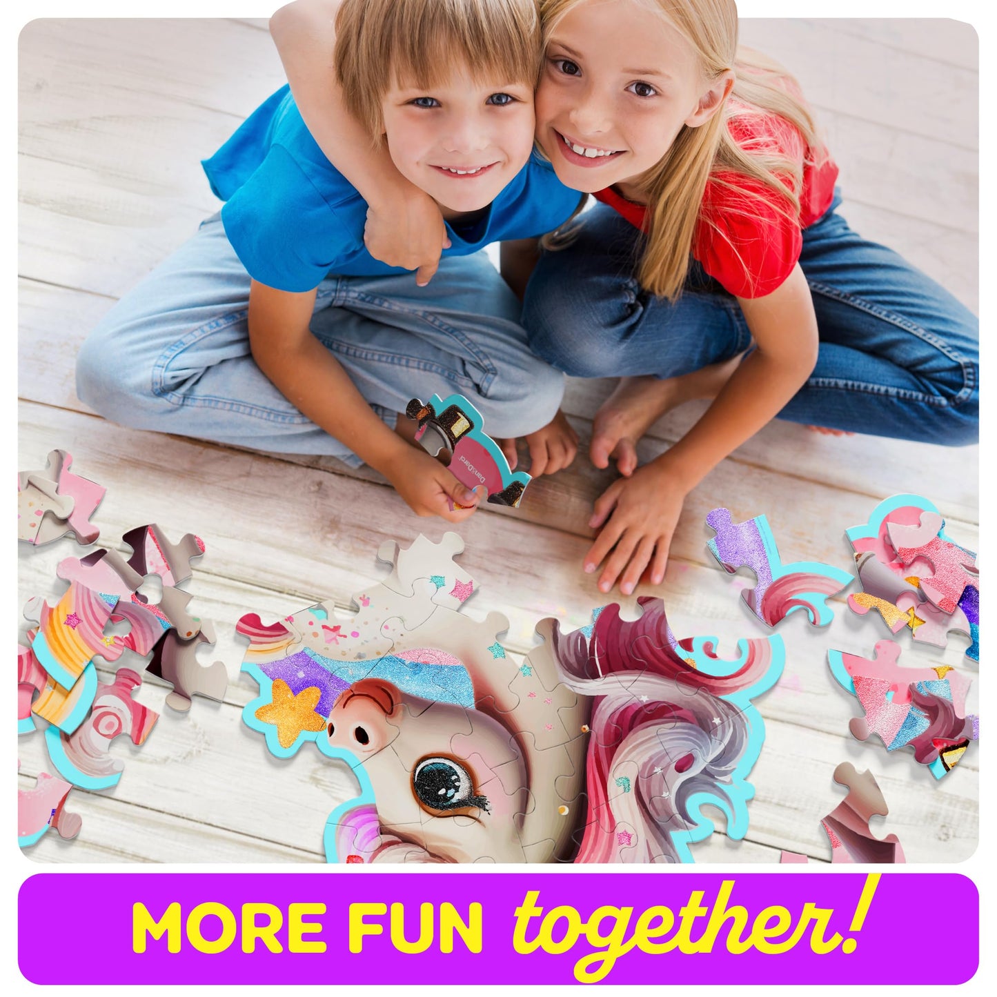 Dan&Darci Jumbo Shimmery Unicorn Floor Puzzle – 45-Piece Toddler Puzzle for Kids Ages 3–6, Easter & Birthday Gift for Girls