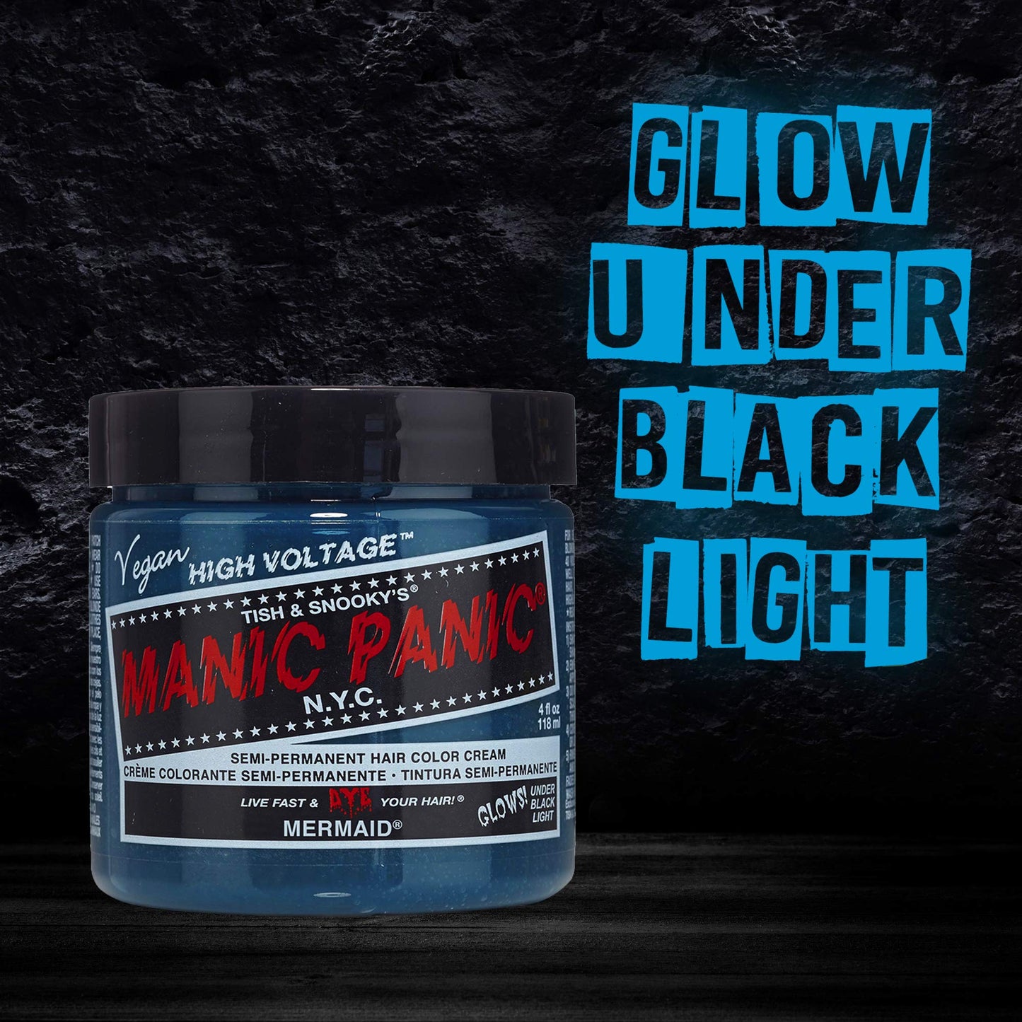 MANIC PANIC Classic Mermaid Semi Permanent Hair Color - Neon Ocean Blue Hair Dye for Women & Men That Lasts 4-6 Weeks - Vegan, Ammonia & Cruelty-Free