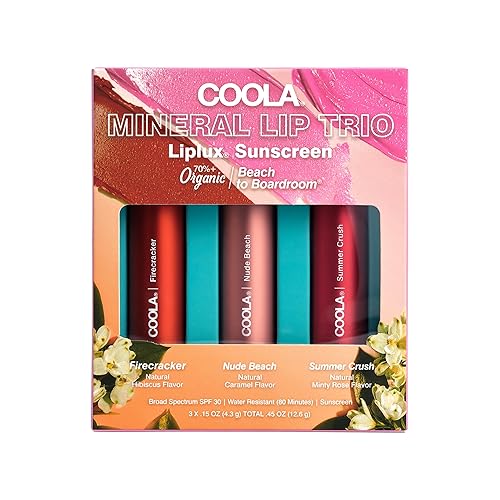 COOLA Organic Tinted Lip Balm & Mineral Sunscreen with SPF 30, Dermatologist Tested Lip Care for Daily Protection, Vegan, Variety Pack, 0.15 Oz Each
