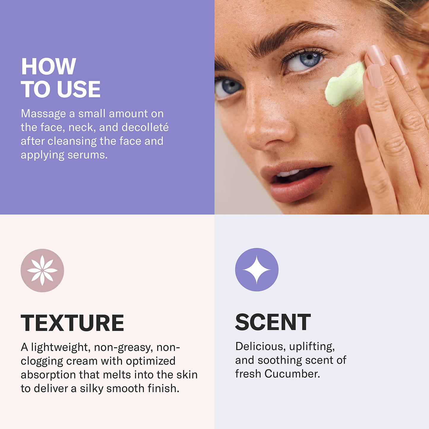 ODACITE Hydrating Face Moisturizer - Green Smoothie Quenching Creme, Face Cream - Moisture Locking Face Cream is Lightweight & Non-Greasy - Cucumber