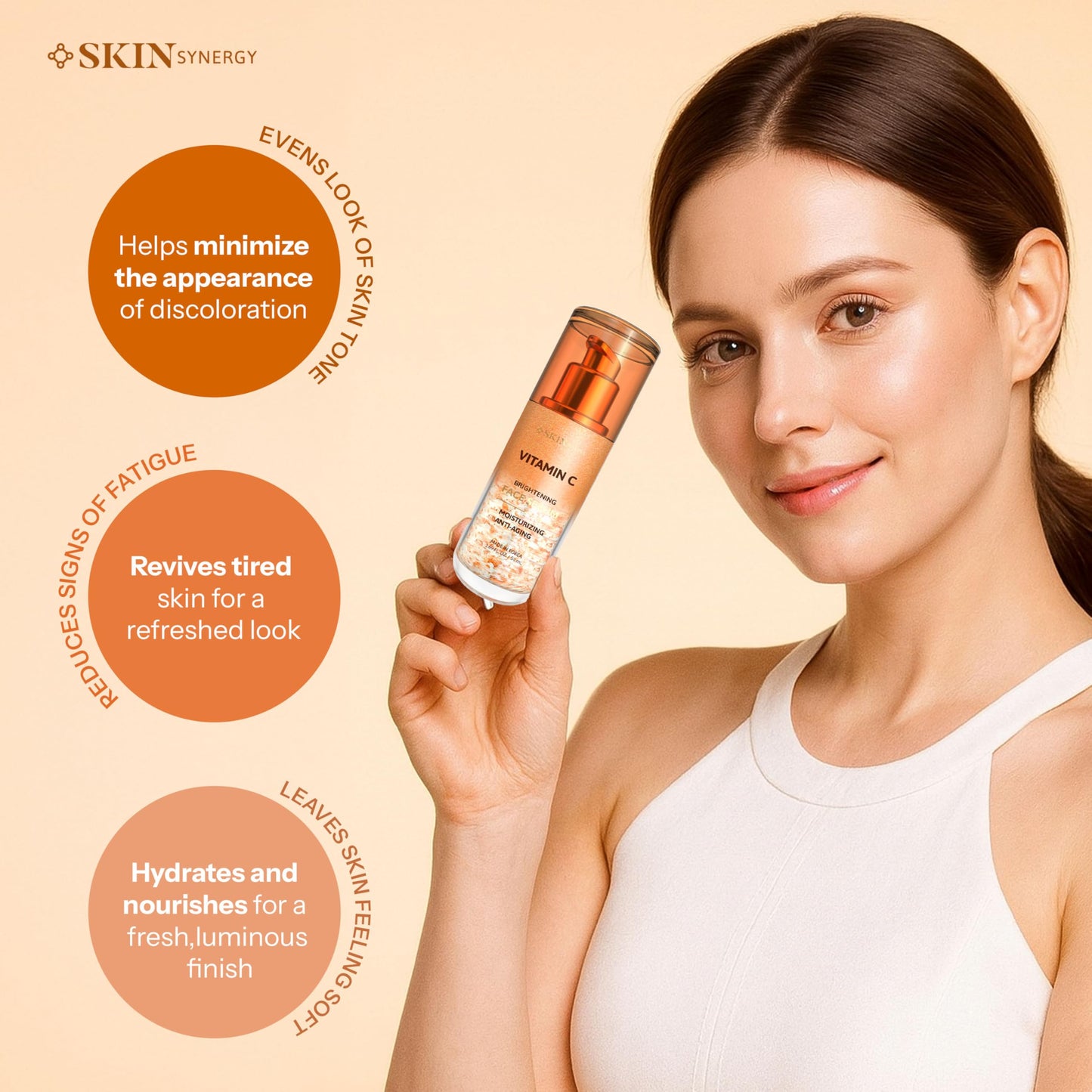 Skin Synergy Vitamin C Face Serum - Revitalizes Dull, Uneven Skin & Supports Youthful Glow - Dermatologist Tested, Anti-Aging, Korean Skin Care