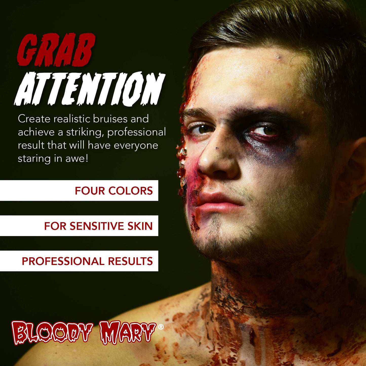 Bloody Mary, Special Effects Bruise Makeup Kit By Bloody Mary - Theatrical & Halloween Bruising Palette - SFX Fake Bruise Wheel For Fresh, Black
