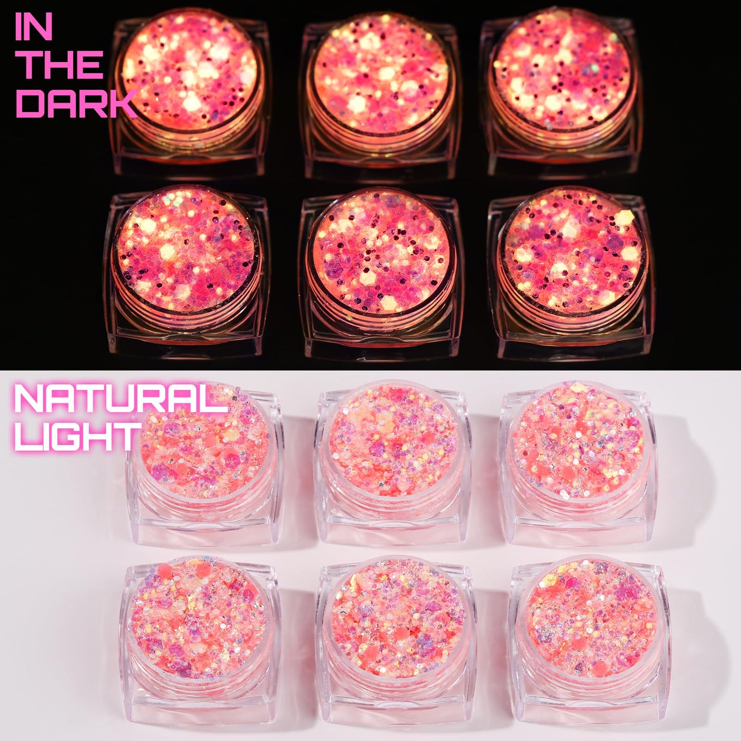 Teenitor Pink Glitter Glow in The Dark Glitter Gel, Pink Face Glitter Gel, Body Glitter Hair Glitter for UV Black Light Glow Party Raves Concerts Beauty and Personal Care Teenitor