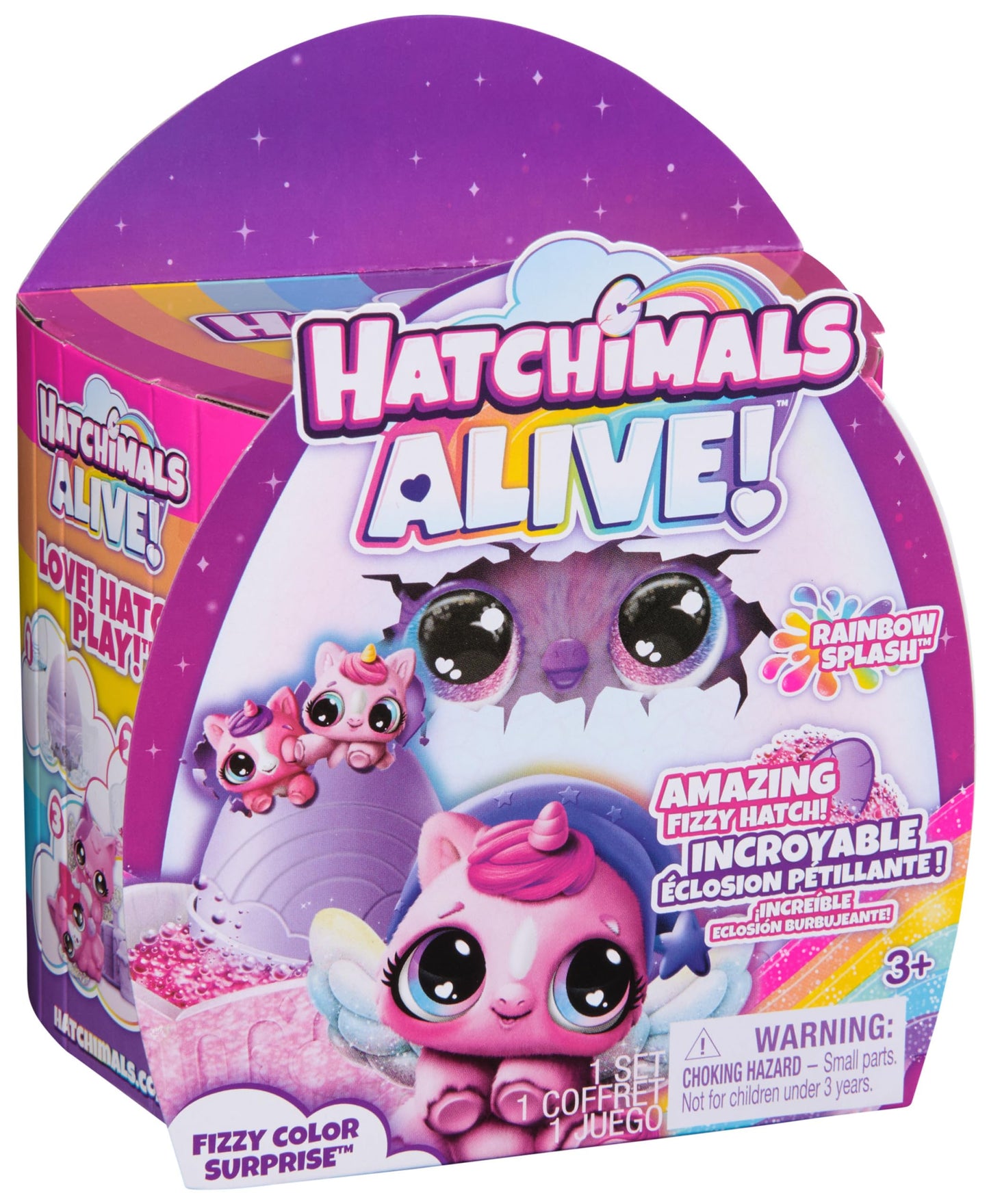 Hatchimals Alive, Rainbow Splash Fizzy Color Surprise Toy, Hatch Twins or Triplets from Color Reveal Egg (Style May Vary), Kids Toys for Girls & Boys