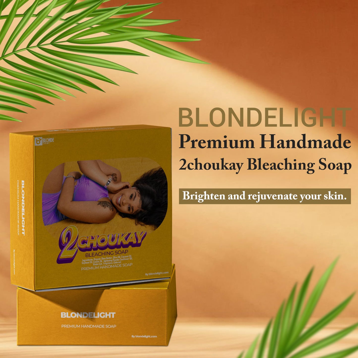 BLONDELIGHT 2Choukay Soap - Hydrating & Nourishing Face & Body Bar with Shea Butter, Coconut Oil & Olive Oil - Gentle Cleansing Soap for All Skin