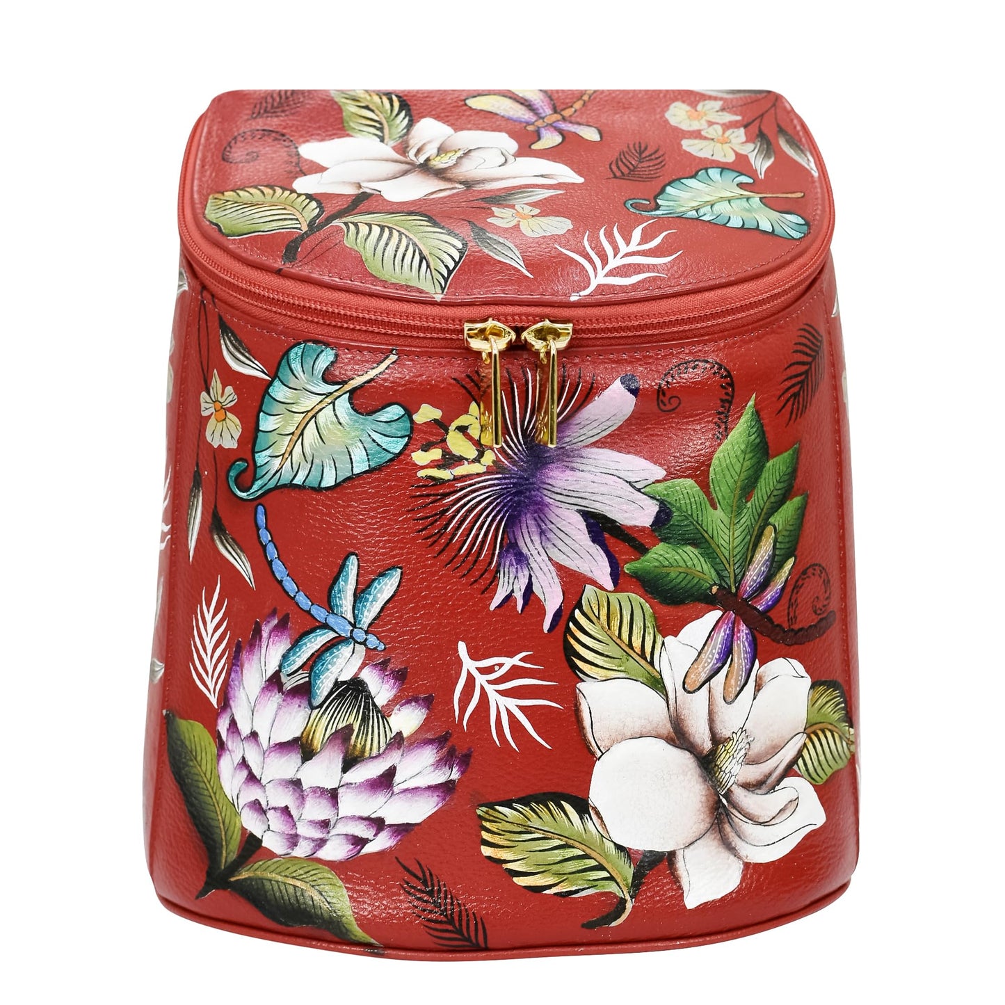 Anuschka Women’s Original Leather Hand-Painted Backpack, Crimson Garden