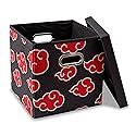 Naruto Shippuden Akatsuki 13-Inch Fabric Storage Bin With Handles and Lid | Cube Organizer For Cabinet, Closet