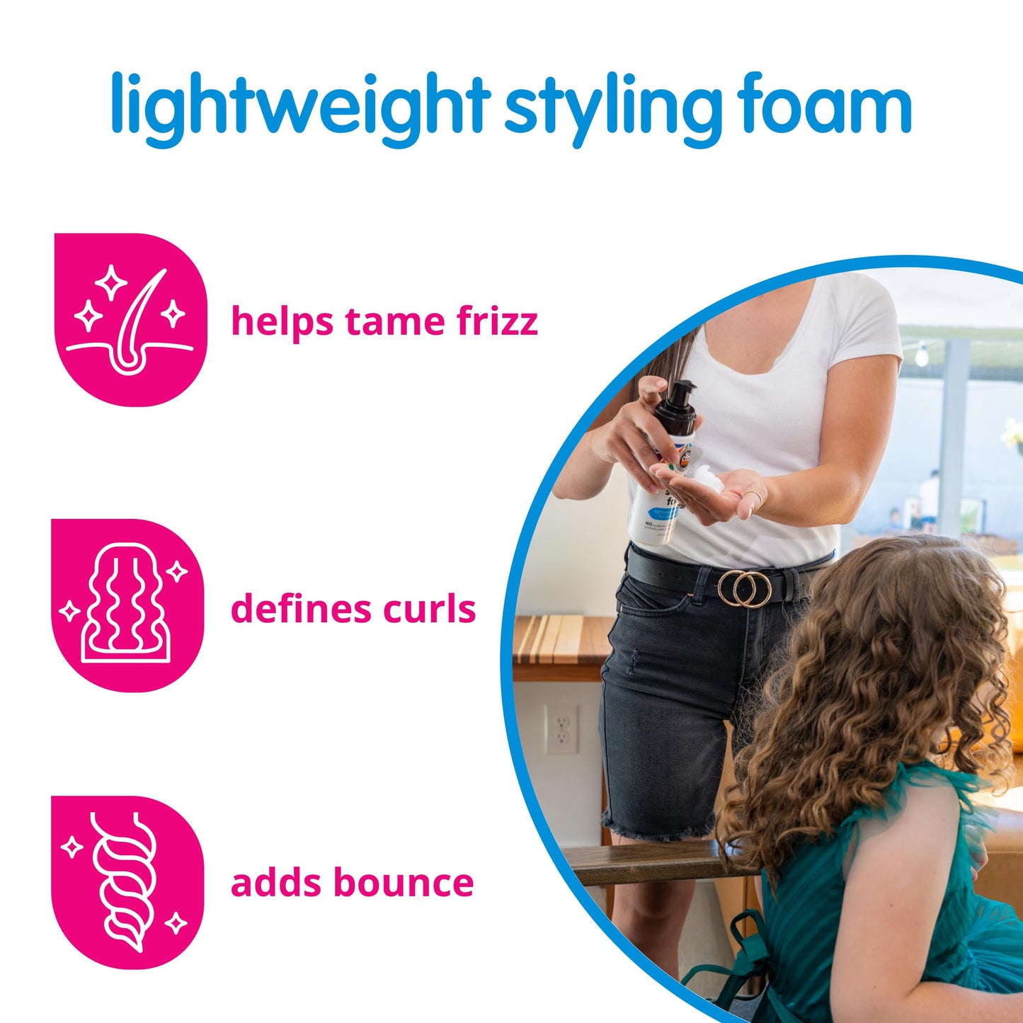 SoCozy Kids Sensitive Styling Foam - Sensitive Foam For Kids w/Straight or Curly Hair - Gentle Natural Hold Styler, Rosemary (6 fl oz)