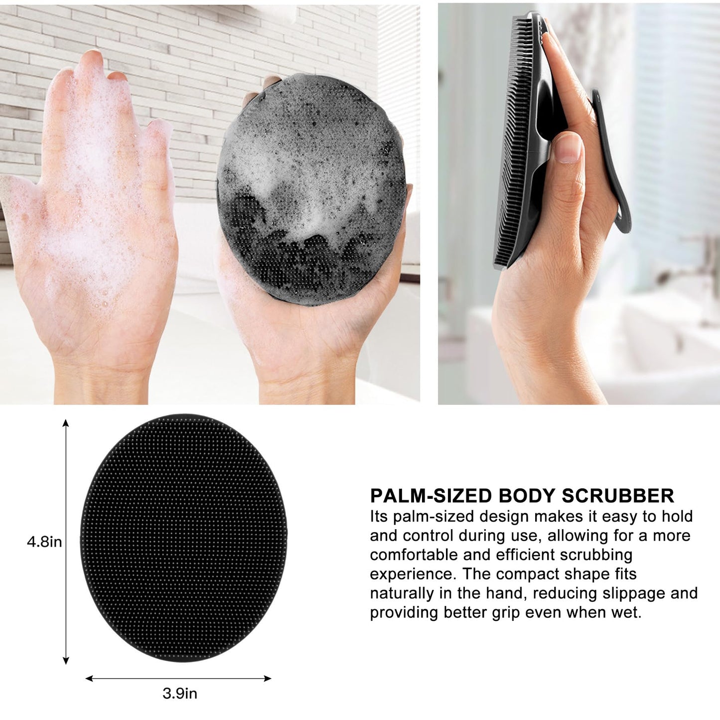 INNERNEED Soft Silicone Body Scrubber Exfoliating Glove Shower Cleansing Brush, SPA Massage Skin Care Tool, for Sensitive and All Kinds of Skin