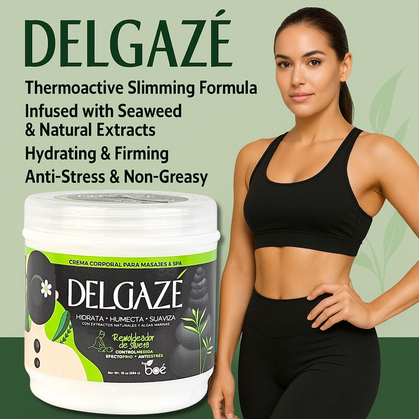 Delgazé Thermoactive Massage Cream & Spa with Seaweed & Natural Extracts – Anti-Stress, Hydrating & Firming Massage Cream for Spa & Home Use – 16 oz