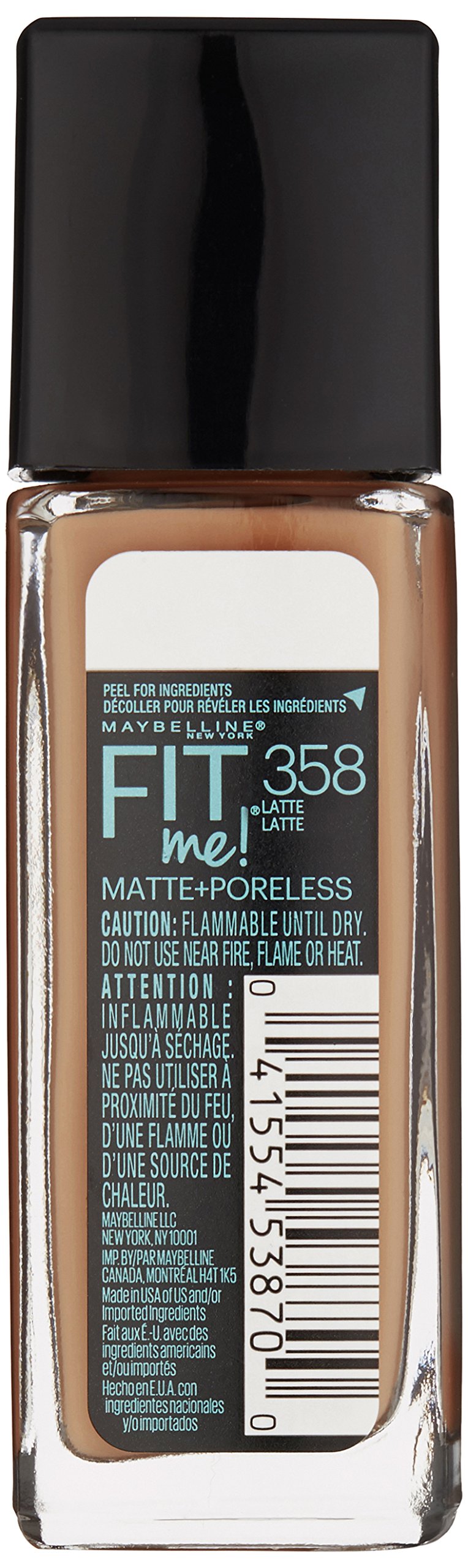 Maybelline New York Fit Me Matte Plus Pore Less Foundation, Latte, 1 Fluid Ounce