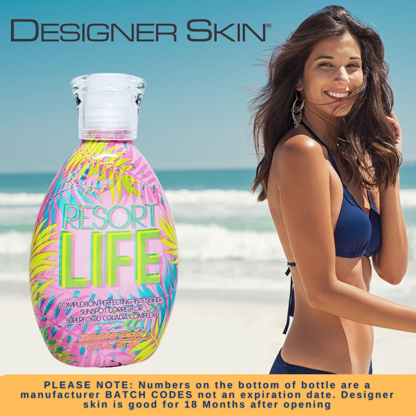 Australian Gold Designer Skin Resort Life Intensifier Tanning Bed Lotion, Complexion Perfecting with Sunspot Corrector 8.5 fluid ounces, White