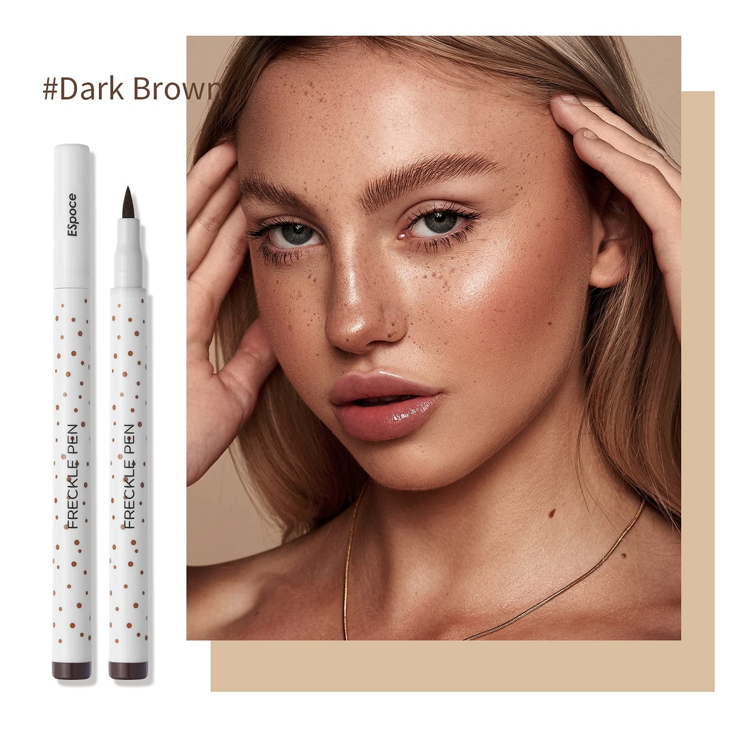 Marine Forest Freckle Pen 2 Colors Waterproof Long Lasting Quick Dry Small Spot Natural Like Face Freckle Makeup Pen, Dark Brown and Light Brown