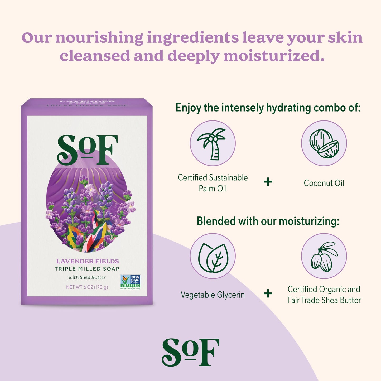 South Of France SoF Triple Milled Bar Soap - With Coconut Oil & Organic Shea Butter- Vegan & Non GMO- Free From Phthalates, Sulfates & Parabens