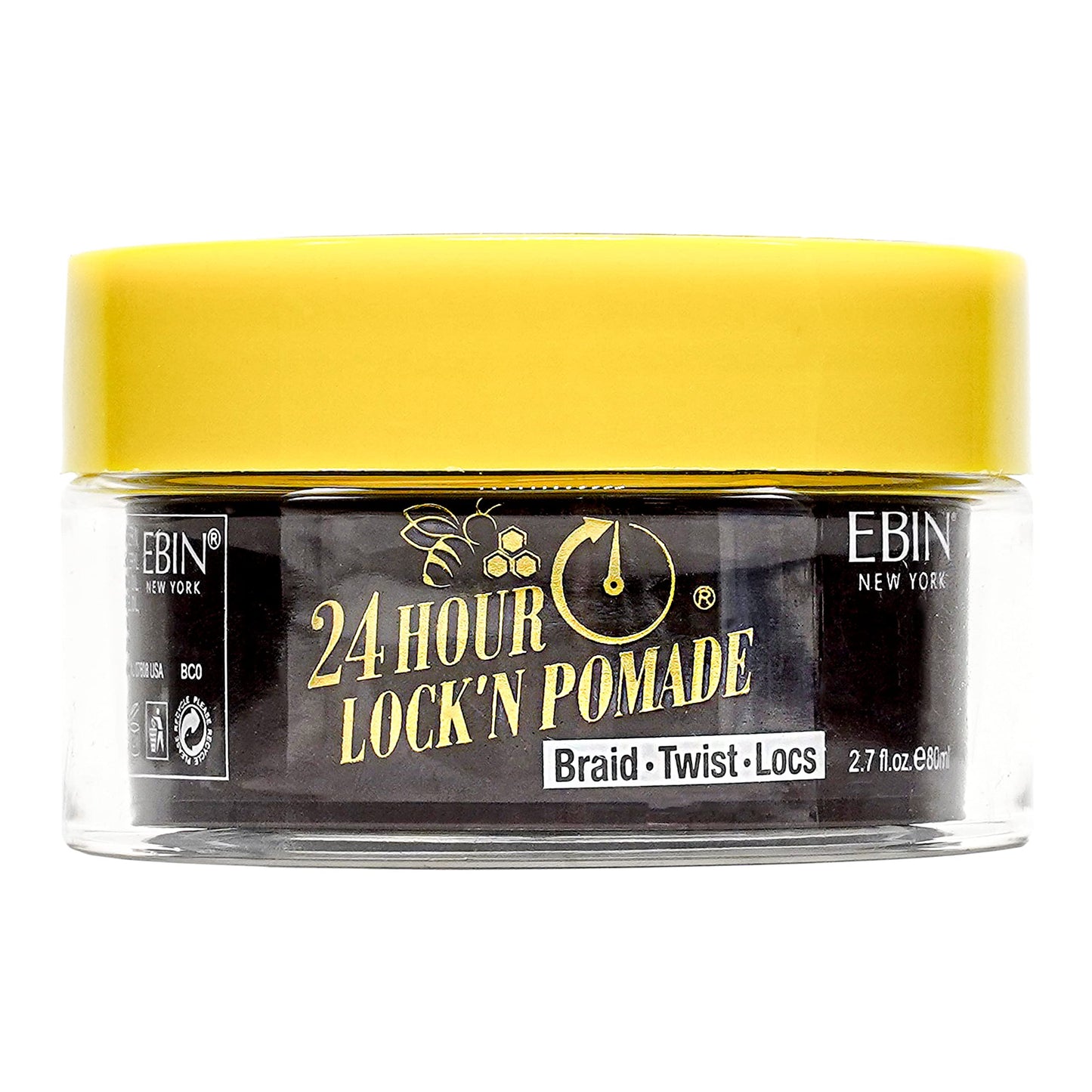 EBIN NEW YORK 24 HOUR LOCK'N POMADE Braid Formula Honey & Bee’s 2.7oz | Ideal for Braiding, Twisting, Edges | Extreme Firm Hold, High Shine | No